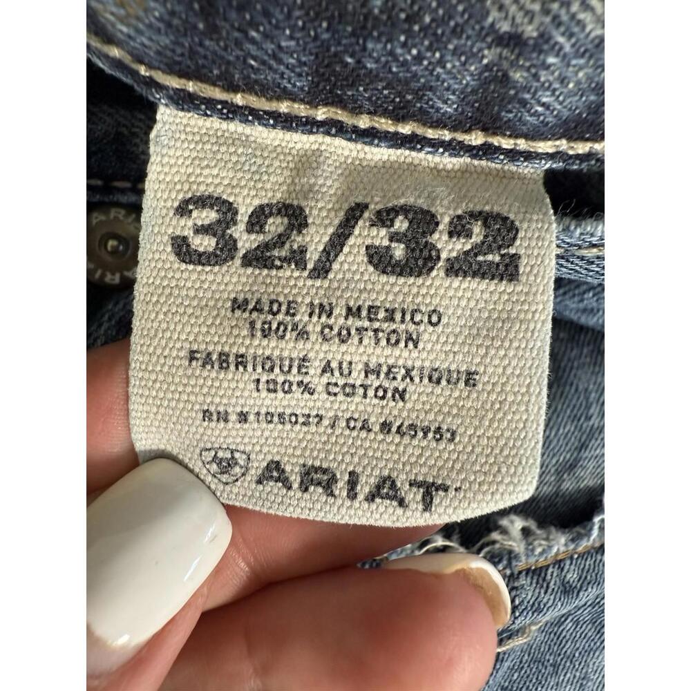 Ariat Jeans Men’s 32x30.5 Blue Denim Straight Leg Distressed Cowboy Workwear Y2K - Picture 5 of 9